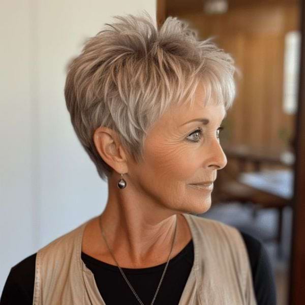 Frisuren fuer graue Haare ab 60: Nixie